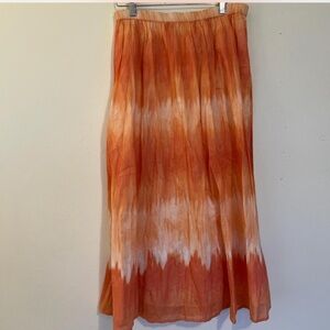 Chico's Vibrant Orange Tie-Dye A-Line Skirt
